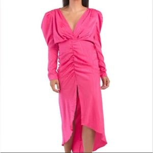 Torn by Ronny Kobo Astrid Dress Puff sleeves Gown Pink Party Wedding Size L $568